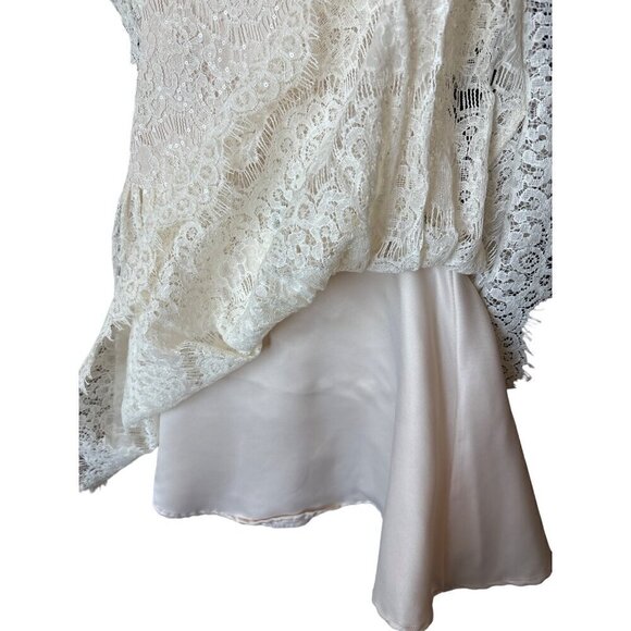 Rare Editions Lace Flower Girl Dress Ivory  Toddler 3T  Satin Sash  Cap-Sleeve - Picture 3 of 7